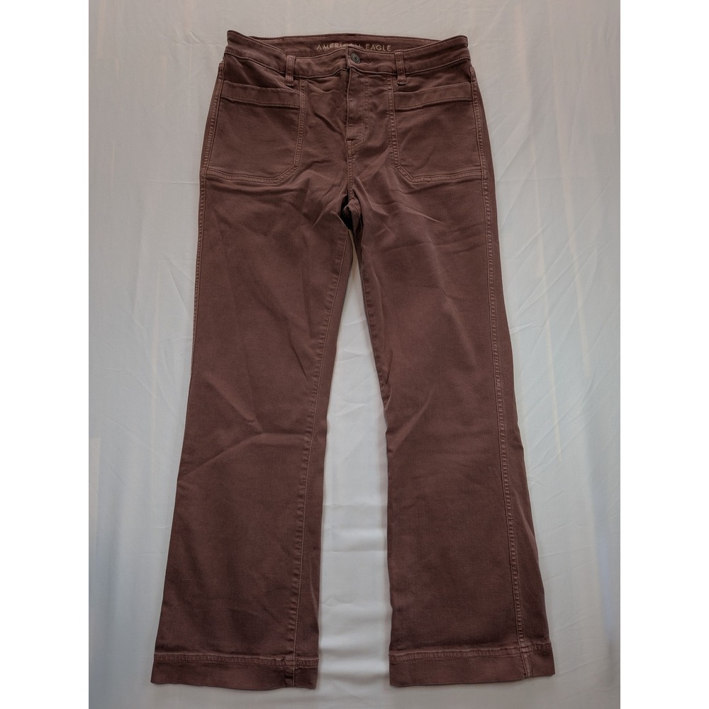 American Eagle High Rise Kick Boot Crop Pants Mauve Pink 8 Long Utility Pocket